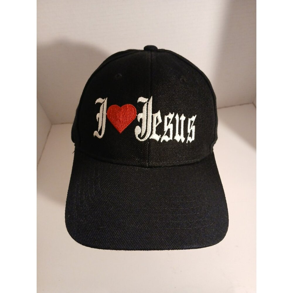 I Love Jesus Black Cap Multicolor One Size Adjustable Embroidered Cap USA H6